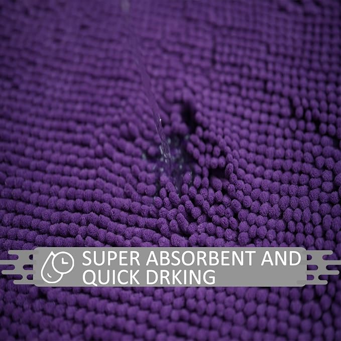 Bathroom Rugs Sets 3 Piece Non Slip,Bath Rugs with PVC Backing Bath Carpet,Bathroom Rug Washable,Absorbent,Plush Carpet Mats,Bath Mats for Bedroom, Kitchen,Tub,Home Decor (Purple)