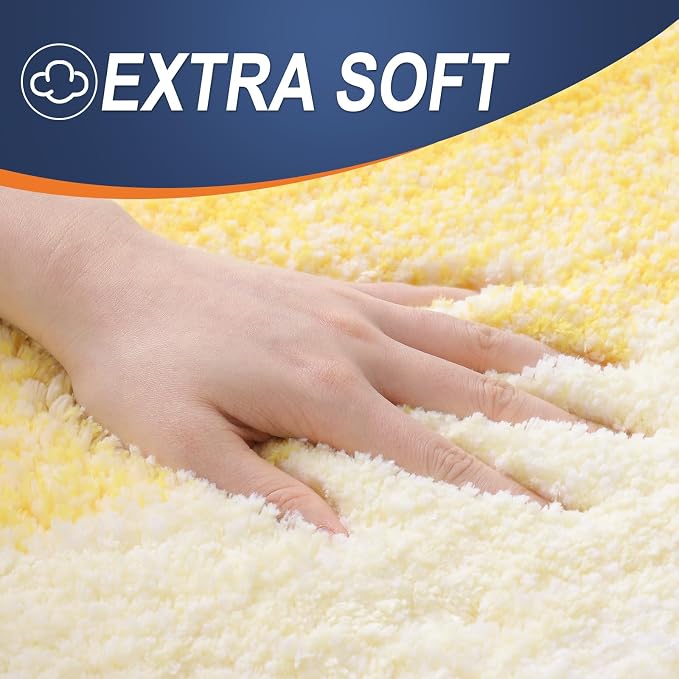 OLANLY Micorfiber Bathroom Rug Set 2 Piece, 47"x20"+24"x16" | Yellow, Soft Absorbent Bath Rug Set, Non-Slip, Machine Wash Dry, Plush Shaggy Bath Mats for Bathroom