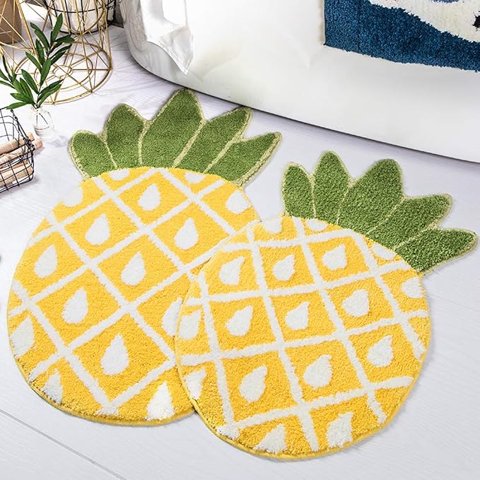 Pineapple Door Mat, 40 x 23 inch | Non-Slip Area Rug, Cartoon Pineapple Welcome Design, Machine Washable, For Home Decor Living Room Bedroom Bathroom