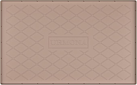 URMONA 34" x 22" Waterproof Silicone Mat in Multiple Sizes & Colors, Under Sink Mat for Kitchen & Bathroom, Pet Food Pad for Dogs & Cats, Kitchen Cabinet Liner, Multi-Purpose for Storage(Khaki)