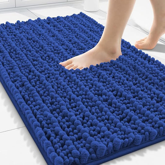 Smiry Bathroom Rugs 30X20, Extra Soft Rubber Backing Chenille Bath Mats | Royal Blue Machine Washable Non Slip Quick Dry Bath Mats for Bathroom Floor, Tub, Shower, Home Decor Accessories