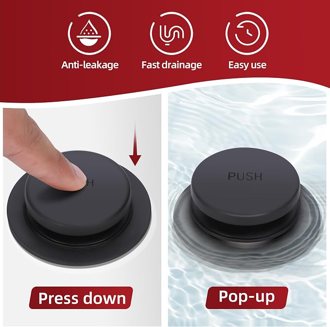PRIMSOPH Tip-Toe Tub Drain Trim Kit with Two Hole Overflow Faceplate Conversion Kit Assembly Universal Fine Coarse Thread Replacement Matte Black