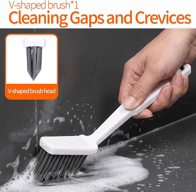 16PCS Crevice Cleaning Brush Set - Multi-Purpose Grout Cleaner Brush for Deep Cleaning Gap, Hard Bristle Scrub Brushes Tools, Cleaning Supplies for Household Use,Window, Kitchen, Bathroom