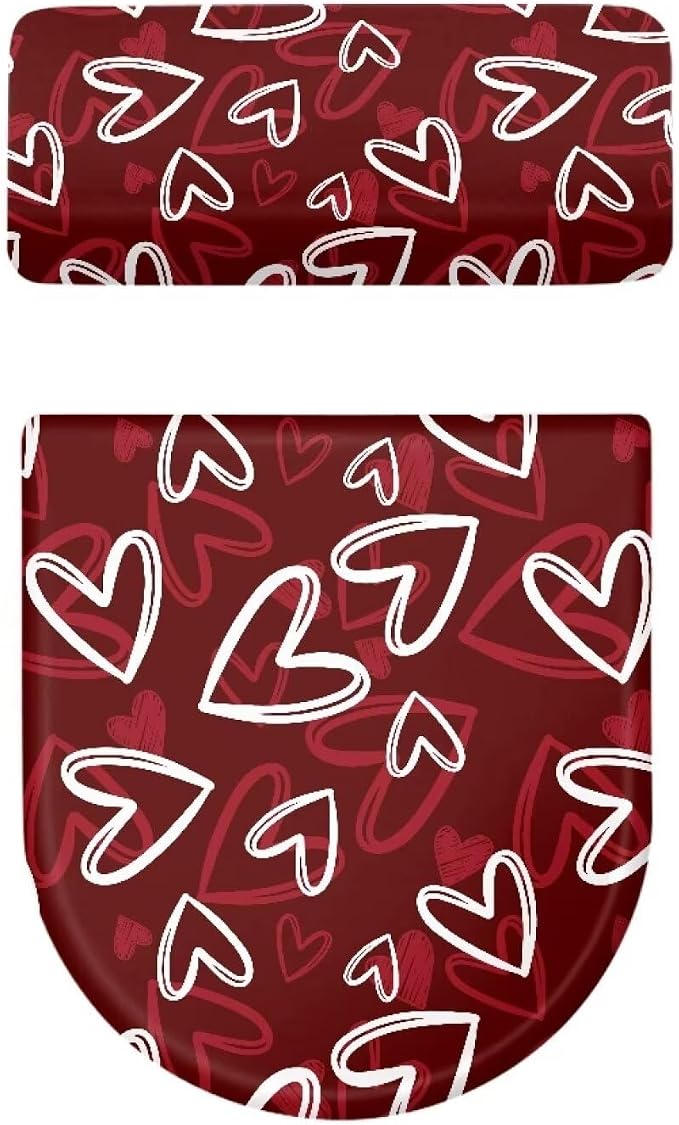 Love Heart Toilet Cover Sets for Bathroom Hearts Toilet Seat and Tank Lid Covers for Bathroom Set Toilet Sink Cover Toilet Lid Cover Universal Toilet Tank Lid