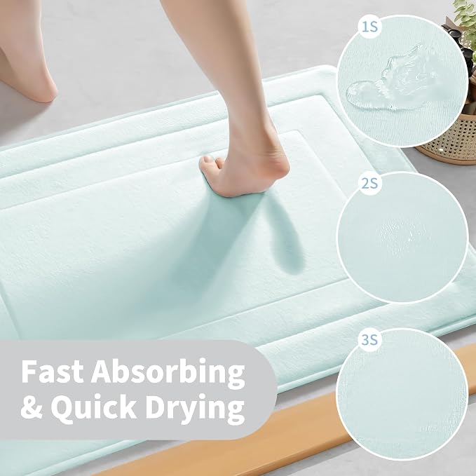 Cupic Cupid Memory Foam Bath Mat 24"×36", Non Slip Bathroom Rugs, Baby Blue | Soft Touch, Cushioned Comfort, Non Slip Bathroom Mat, Super Absorbent & Quick Dry, Machine Washable for Shower, Tub & Vanity