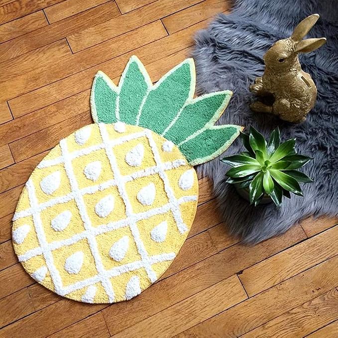 Pineapple Door Mat, 40 x 23 inch | Non-Slip Area Rug, Cartoon Pineapple Welcome Design, Machine Washable, For Home Decor Living Room Bedroom Bathroom