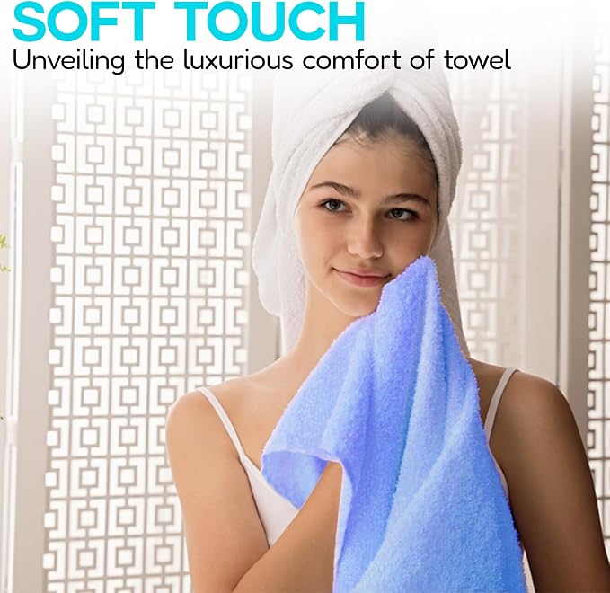 QUBA LINEN 100% Cotton Hand Towel Set – Soft, Absorbent Towels for Bathroom, Kitchen & Gym Use – Durable, Reusable & Machine Washable Towels - Multi-Color, 16 x 28 Inches, Pack of 6