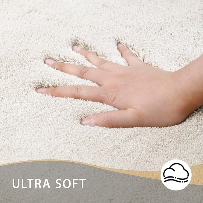 MINIDEAR Bathroom Rugs 24x17 Beige - Thick Memory Foam Bath Mat, Ultra Soft & Plush Fluffy, Non-Slip, Quick Dry, Absorbent Washable Floor Microfiber Mat for Tub, Home Decor Accessories
