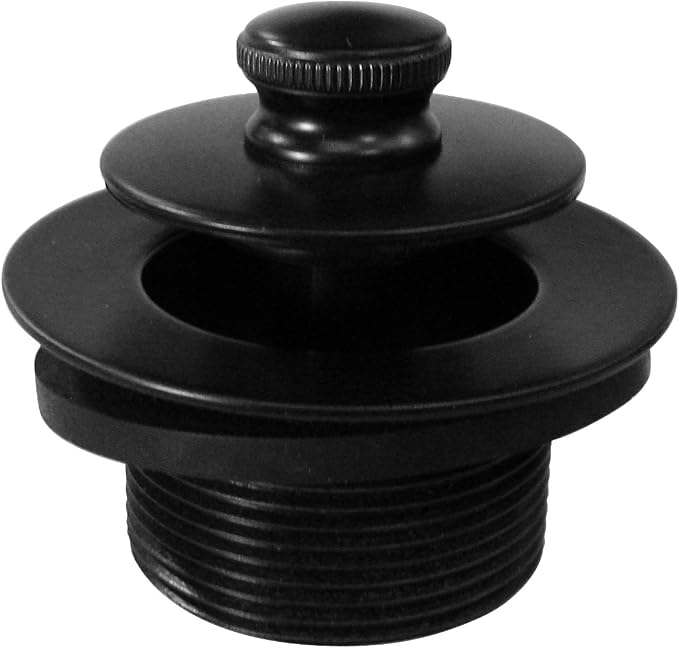 Westbrass D3324-62 1-1/2" NPSM Pull & Drain Bathtub Plug, Coarse Thread, Matte Black