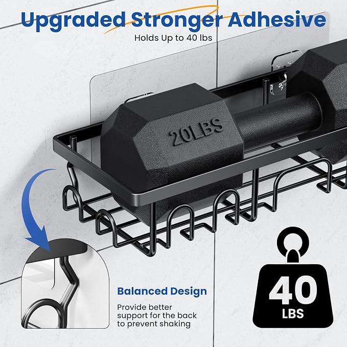 PKBD Shower Caddy, 3 Pack Shower Shelves for Bathroom, Dark black