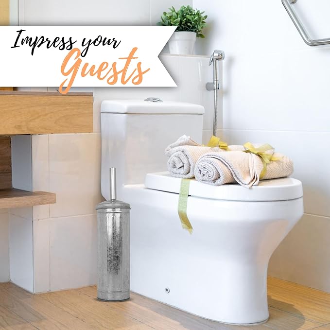 Autumn Alley Galvanized Rustic Toilet Brush with Holder Set – Charming Farmhouse Bathroom Accessory for Your Country Bathroom – Rustic Bathroom Accessories