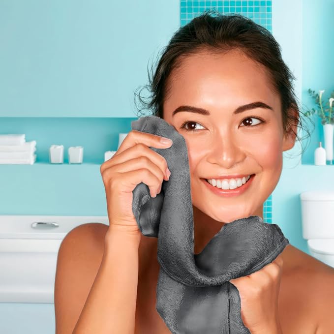 White Classic Wealuxe Dark Gray Washcloths 24 Pack - 600 GSM 100% Ring-Spun Cotton Wash Cloths for Showering, Highly Absorbent and Soft | 12x12 Inches