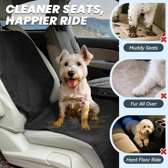 VIVAGLORY Dog Front Seat Cover Car Seat Protector, L, Black, 1Pack | Front Bucket Captain Chair Cover for Dog, Single Bucket Captain Chair Hair Resistant Protector for Car