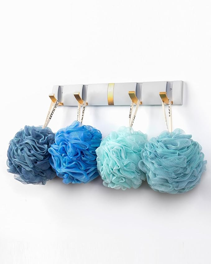 MTDLYICE Loofah Sponge, XXL Large Loofah 100g 4 Pack, Bath Sponge Soft Mesh Shower Loofah for Men, Body Scrub, Shower Pouf Bath Accessories, for Body Wash, Soap (Blue)