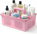 KMV Dorm Room Portable Shower Caddy with Adjustable Compartments - Ventilated Drainage Design with Handles, Perfect Toiletries Organizer for College Dorms-pink