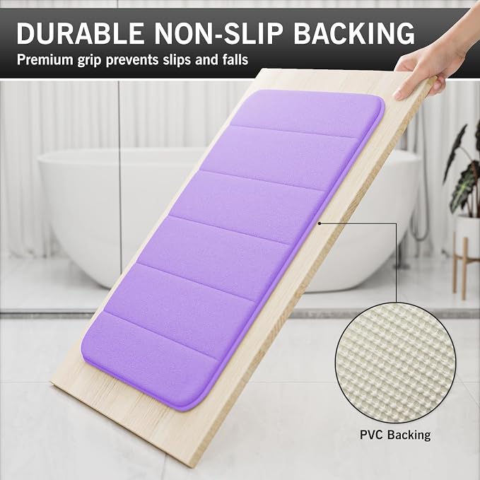 Lavender Bathroom Rugs Set 2 Piece Memory Foam Bath Non-Slip Bath Mat,Washable Room Mats,Absorbent Shaggy Rugs Super Soft Kitchen Mats, Carpets for Bathroom,Tub,Shower Home Decor