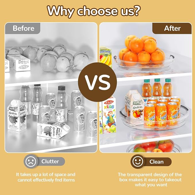 Clear Lazy Susan Organizer Turntable for Cabinet Table Top, 9.25 Inch 4 Pack 360 Rotating Spinning Makeup Organizer for Vanity, Kitchen Storage Rack Heavy-Duty Pantry Spices Tray Countertop Organizer