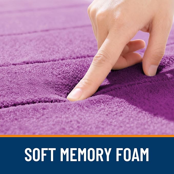 OLANLY Memory Foam Long Bathroom Rugs Runner 47x20, Super Soft Absorbent | Purple, Quick Dry Bath Mat, Machine Washable Shower Floor Rugs, Bathmat Carpet for Bathroom Floor, Tub and Shower