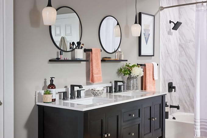 Moen Genta Matte Black Modern 6.8-Inch Length Hand-Towel Bar for Bathroom or Kitchen, BH3886BL (Pack of 2)