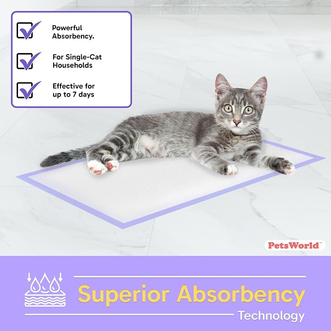 PetsWorld Universal Fit Cat Pad Refills for Litter Box, Unscented, Odor Control, Pack of 100