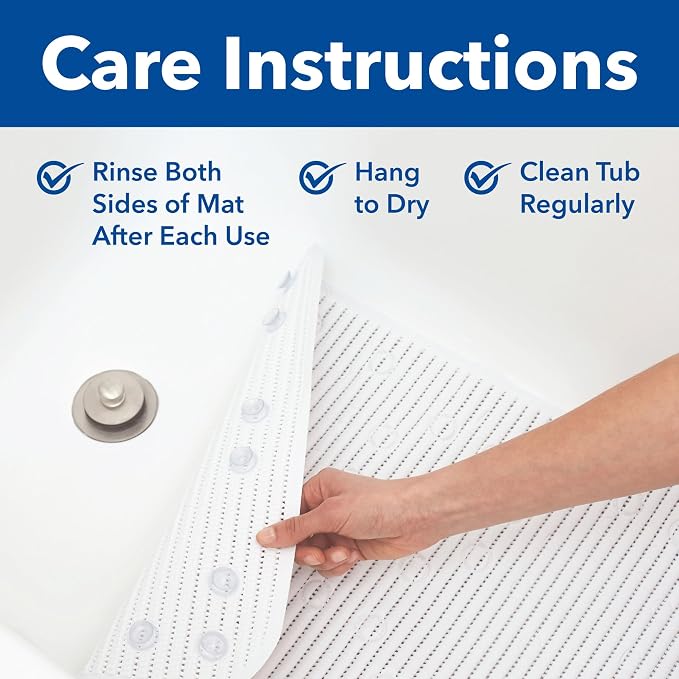 Duck Brand Clorox Cushioned Shower Mat, Non Slip Bathtub Mat with Suction Cups, 21 Inches x 21 Inches, White