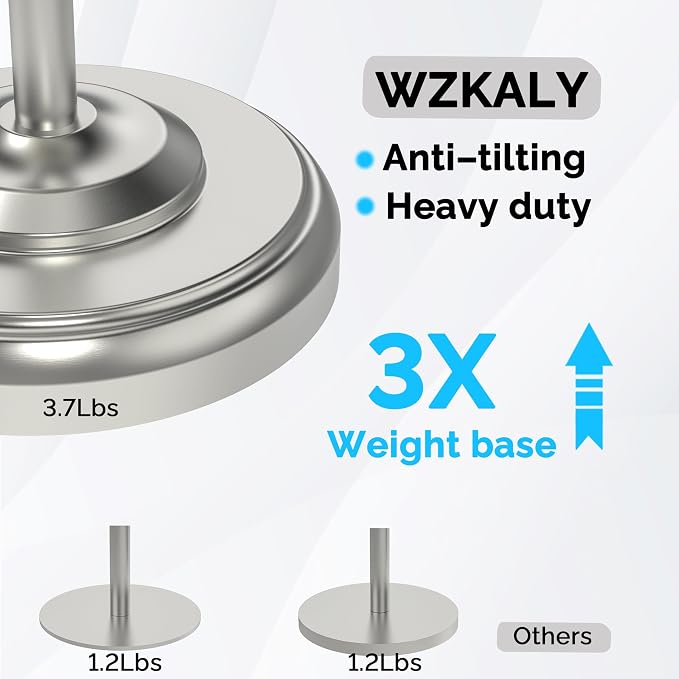 Toilet Paper Holder Stand with Storage 4 Extra Rolls, Brushed Nickel | 304 Stainless Steel, Stable Weighted Base,Space-Saving, Classic Retro Style Bathroom Storage Organizer Waterproof & Rustproof