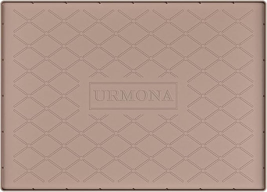 URMONA 28" x 22" Waterproof Silicone Mat in Multiple Sizes & Colors, Under Sink Mat for Kitchen & Bathroom, Pet Food Pad for Dogs & Cats, Kitchen Cabinet Liner, Multi-Purpose for Storage(Khaki)