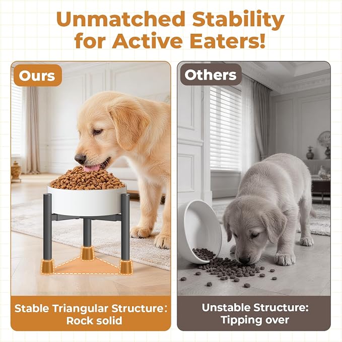 Elevated Dog Bowl Stand for Small Medium Breed, 2 Pack 10in Tall Holder | Adjustable Width 6-10in,Non-Slip Metal Puppy Food Water Raised Feeder, Fits Various Size Ceramic Stainless Steel Bowl