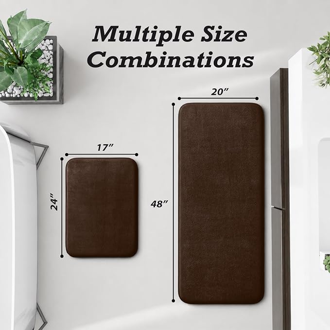 Bathroom Rugs Sets 2 Piece, Non-Slip & Quick Dry Bath Mat Set, Ultra Soft Velvet Bath Rugs for Bathroom, Toilet and Shower Floor, Brown