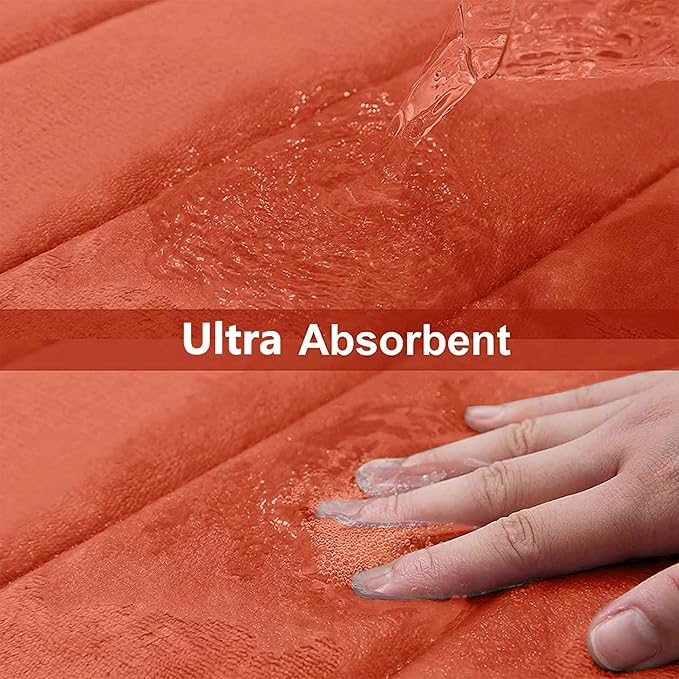 Buganda Memory Foam Bath Mat 47 x 17, Ultra Soft Absorbent Bathroom Rugs | Coral, Machine Washable Quick Dry Bath Mats for Bathroom Floor, Shower and Tub, Home Decor Accessories