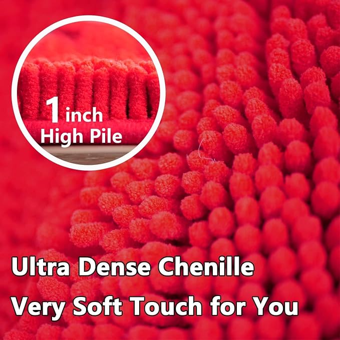 Red Bathroom Rugs Sets 2 Piece Non Slip,Bath Rugs with PVC Backing Bath Carpet,Bathroom Rug Washable,Absorbent,Plush Carpet Mats,Bath Mats for Bedroom, Kitchen,Tub,Home Decor