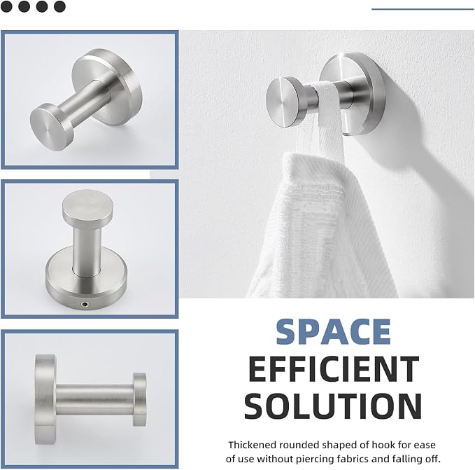 Angle Simple Bath Towel Hook Brushed Nickel, SUS304 Stainless Steel Bathroom Cabinet Closet Clothes Towel Holder, Bathrobe Hanger Wall Mounted