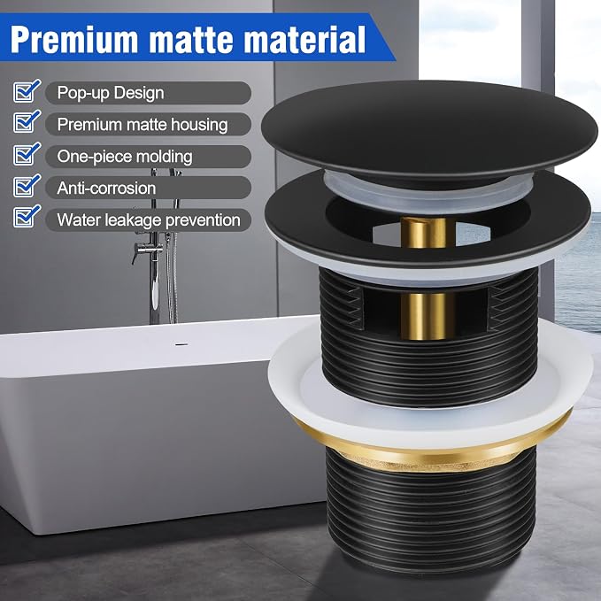 FERUERW Pop-up Drain Kit for Freestanding Bathtub Tub Drain/Stopper,Freestanding Bathtub Drain Stopper,Suitable for Most Freestanding Bathtub