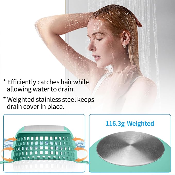 Aluvor Shower Drain Hair Catcher Bathtub Drain Cover Sink Drain Protector | Bathroom Sink & Bathtub Drain Strainer for Pop-Up & Regular Drains, Aqua