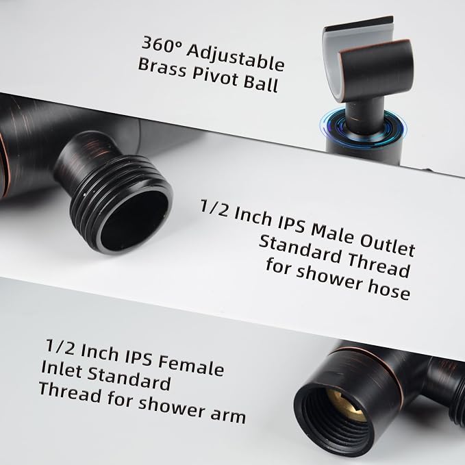 Shower Head Holder,All Metal Handheld Shower Head Holder,Adjustable Shower Arm Mount Bracket,Shower Head Bracket,Oil-Rubbed Bronze,1G5MK-1