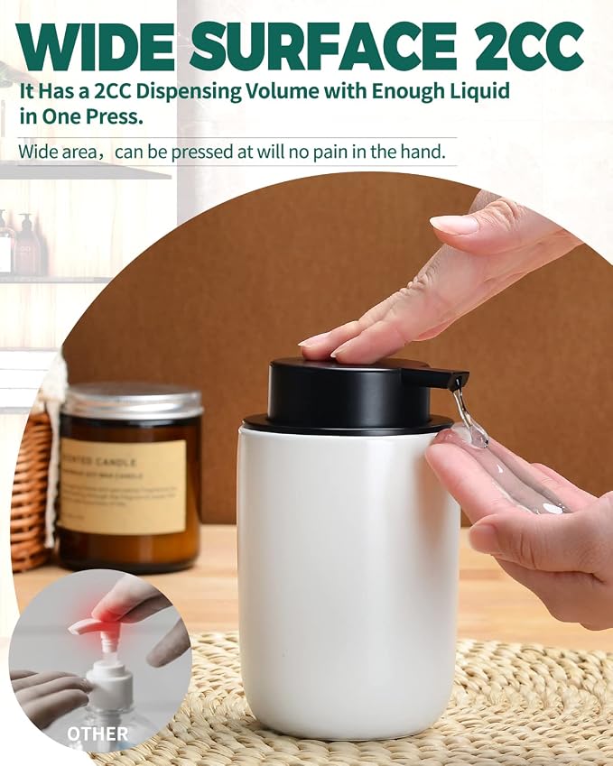 BosilunLlife Lotion Pump Dispenser for Bathroom Lotion Hand Pump Dispenser | Bathroom Soap Dispenser White Kitchen Dish Soap Ceramic Small Liquid Soap Dispenser