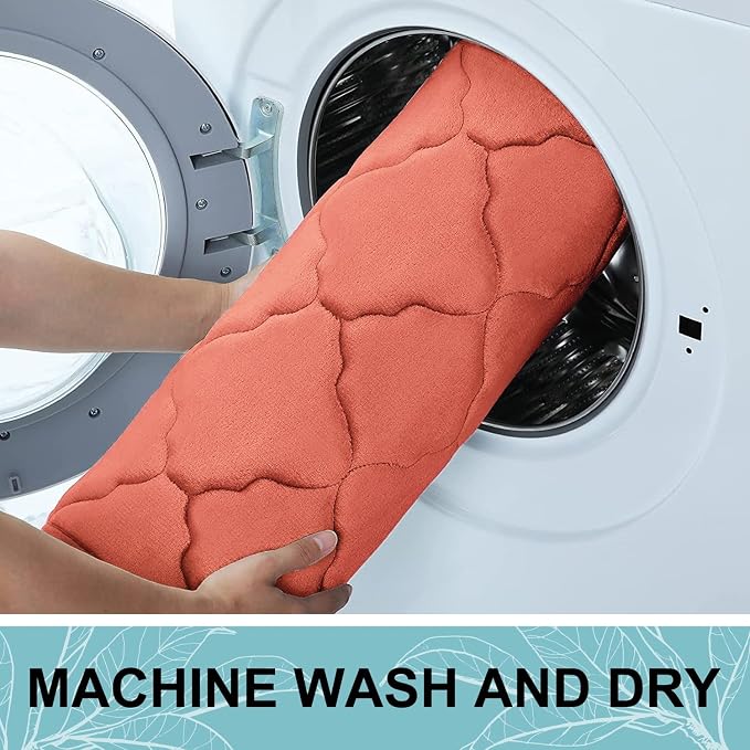 OLANLY Memory Foam Bath Mat Rug 36x24, Ultra Soft Bathroom Rugs, Coral | Thick Absorbent Carpet, Non-Slip Backing, Machine Washable, for Bathroom Floor, Tub, Shower and Home Decor Accessories