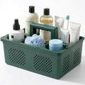KMV Dorm Room Portable Shower Caddy with Adjustable Compartments - Ventilated Drainage Design with Handles, Perfect Toiletries Organizer for College Dorms-green