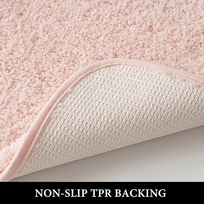 MIULEE Blush Bathroom Rugs Set 2 Piece Soft Bath Mats 20x20+16x24 Inch | Absorbent Microfiber Bath Mat and U-Shaped Toilet Rug, Non Slip, Quick Dry, for Bathroom Floor Tub Showers, Machine Washable