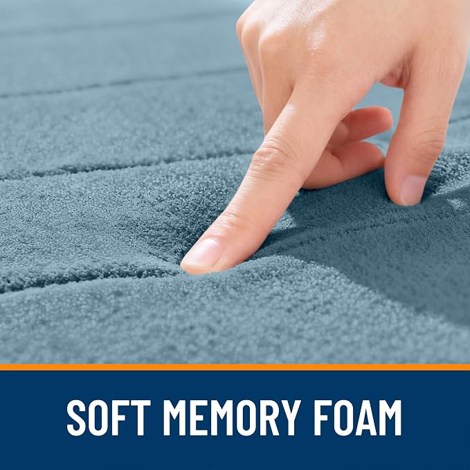 OLANLY Memory Foam Long Bathroom Rugs Runner 70x24, Super Soft Absorbent | Airy Blue, Quick Dry Bath Mat, Machine Washable Shower Floor Rugs, Bathmat Carpet for Bathroom Floor, Tub and Shower