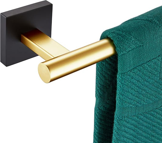 KOKOSIRI Bathroom Towel Bar Bath Towel Holders for Toilet Kitchen Cabinet Wall Mount 24 Inch Black with Gold Stainless Steel B4005GDK-L24