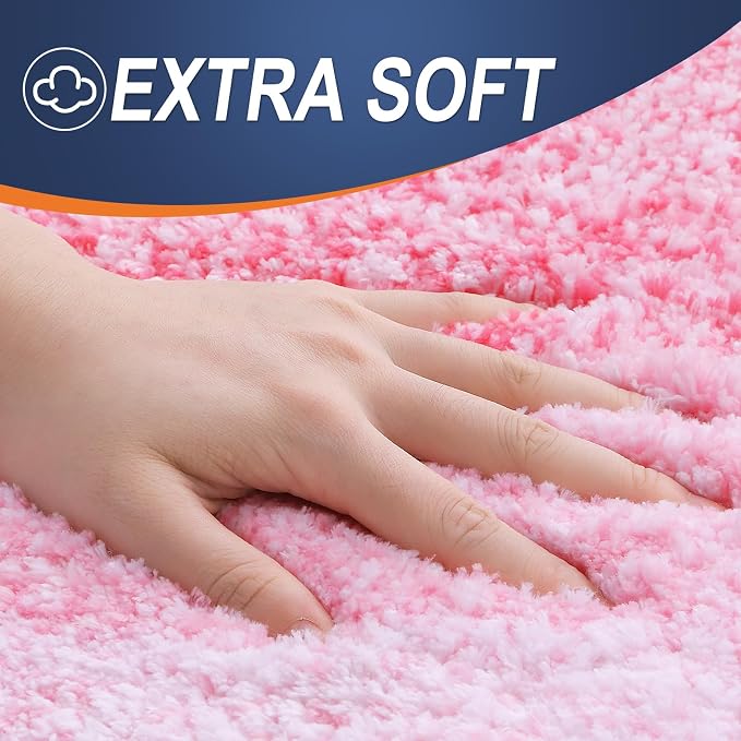 OLANLY Bathroom Rugs Mat 34x21, Extra Soft Absorbent Microfiber Bath Rugs | Pink, Non-Slip Quick-Drying Rubber Backing, Machine Washable Plush Bath Mat for Floor, Tub and Shower, Home Decor Accessories