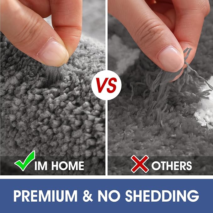 IM HOME Bathroom Rugs 36"x24", Ultra Soft Thick Plush Fluffy Microfiber Absorbent Bath Mat, Non-Slip Backing, Machine Washable Bath Mats for Bathroom Floor, Tub and Shower, Charcoal Gray