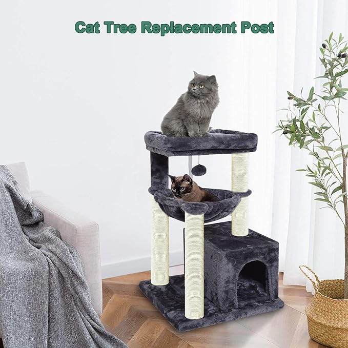 Cat Scratching Post Replacement for Cactus Cat Tree & Tower, Green 4 PCS 15.7in, Natural Sisal Replacement Parts with M8 Screws, Cute Green Cat Tree Refurbishment