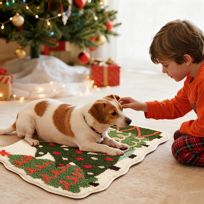 TYUU Christmas Bathroom Rugs, Extra Soft Absorbent Bath Rug Non Slip Washable Bathroom Mat Holiday Xmas Home Decor Indoor Bath Mat, Christmas Trees, 24"x36"