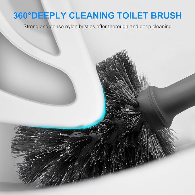 SetSail 3 Packs Toilet Brush and Plunger Set for Bathroom Cleaning, Gray | Semi-Hidden Toilet Plungers Heavy Duty Toilet Bowl Brush and Holder for Bathroom Toilet Plunger and Brush Set with holder