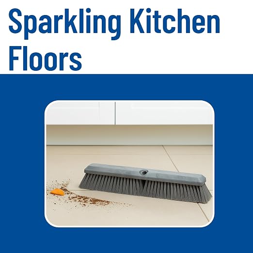 SPARTA Omni Sweep – 18" Heavy Duty Broom Head for Outdoor and Indoor Use, Nonabsorbent Block, Multi-Surface Deck Brush for Garage, Patio, Kitchen, and Concrete, Gray, Pack of 12