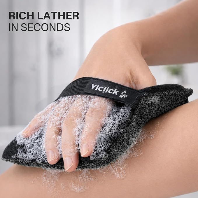 Exfoliating Body Scrubber (2 Pack), Body Scrubber Exfoliator, Exfoliating Sponge for Shower Bath, Shower Loofah Luffa Lufa with Handle for Men Women, Dead Skin Exfoliator for Body Scrub