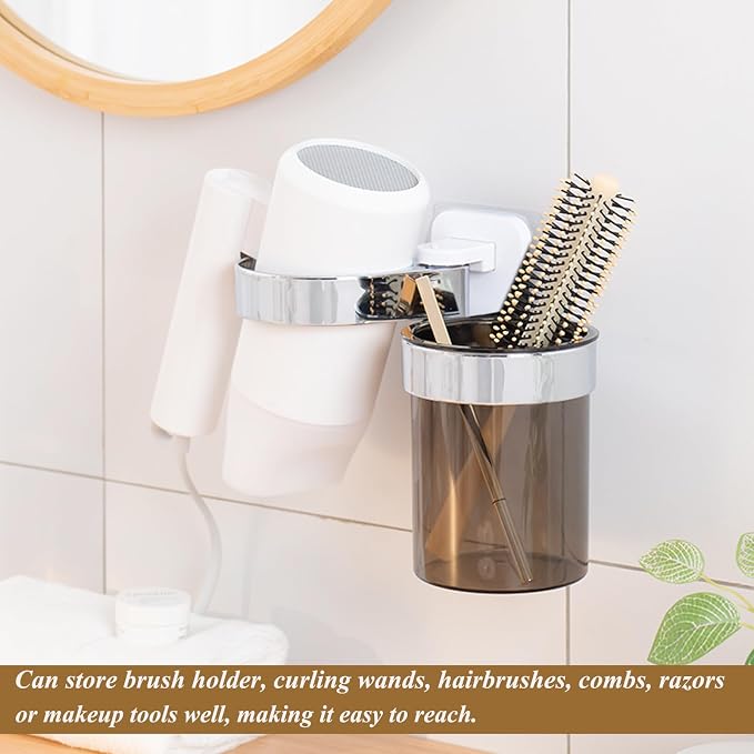 Hair Dryer Holder Wall Mount | Storage Tray, Blow Dryer Organizer