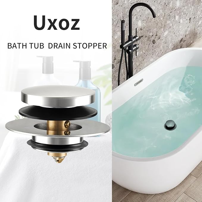 Bathtub Drain Stopper, Tub Plug for 1.5"-1.72" Regular Drains | Universal Pop Up Tub Stopper Replacement for Tip Toe/Trip Lever/Lift&Turn Tub Drains, 3 O-Rings,Chrome Plated